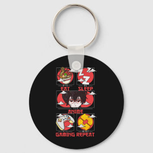 Chaveiro Retro Comer Dormir Anime Jogos Repetir Kawaii Anim