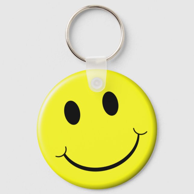 Chaveiro Retro Face Brilhante Sorriso Amarelo (Frente)
