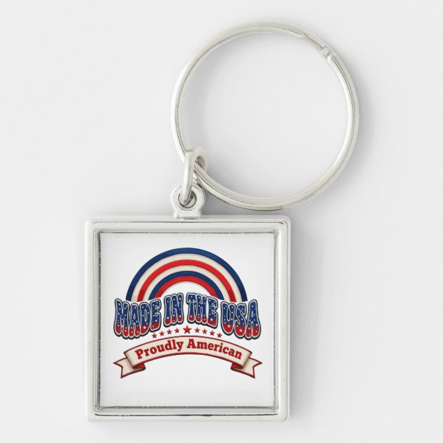 Chaveiro Retro Feito nos EUA Orgulhosamente Americano (Frente)