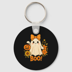 Chaveiro Retro Floral Boo Ghost Pumpkin Arco Halloween Mulh