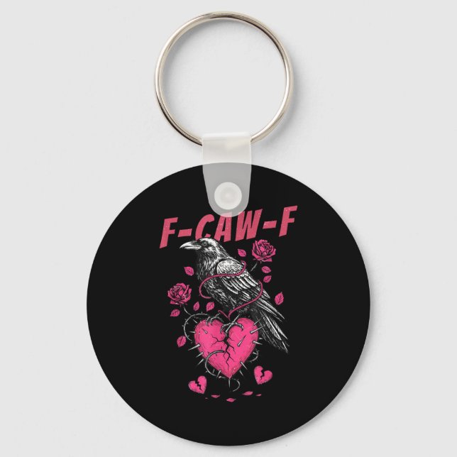 Chaveiro Retro Floral Heart Raven F-caw-f Anti Valentin's D (Frente)