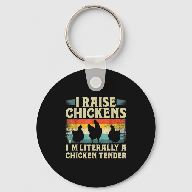 Chaveiro Retro Funny Chicken Lover Gift – I Raise Chickens  (Frente)