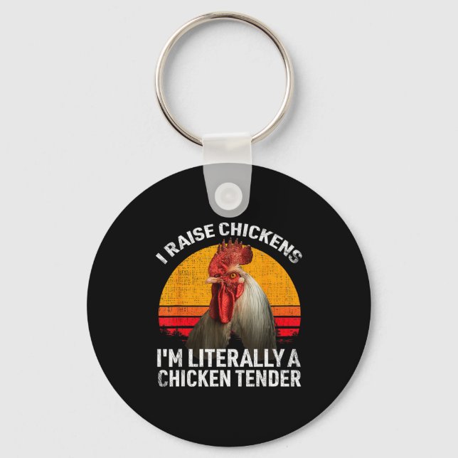 Chaveiro Retro Funny Chicken Lover Gift – I Raise Chickens  (Frente)
