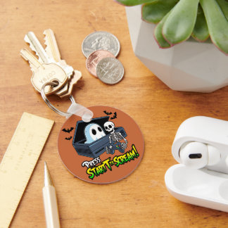 Chaveiro Rétro Gaming Halloween - Humour Squelette Console
