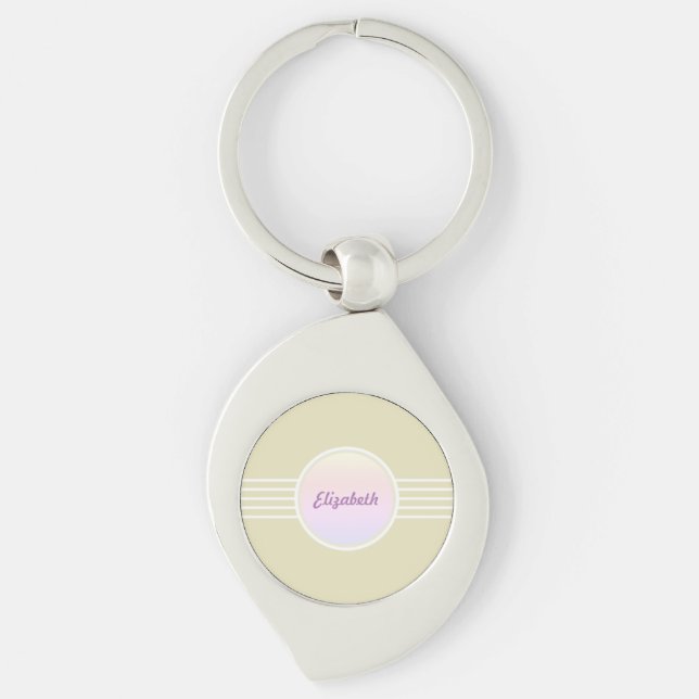 Chaveiro Retro Glam Personalizado Dourado e Opala Brilhante (Frente)