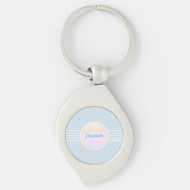 Chaveiro Retro Glam Personalizado em Azul Gelo e Opala