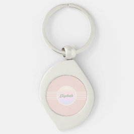 Chaveiro Retro Glam Personalizado Pastel Rosa Coral e Opala