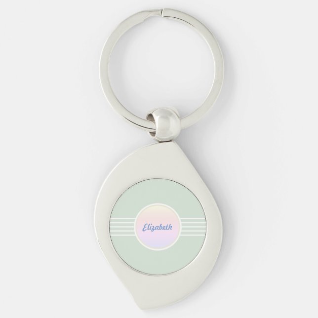 Chaveiro Retro Glam Personalizado Verde Menta e Opala (Frente)