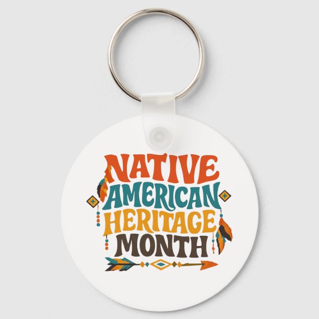 Chaveiro Retro Groovy Mês da Herança Nativa Americana (Frente)