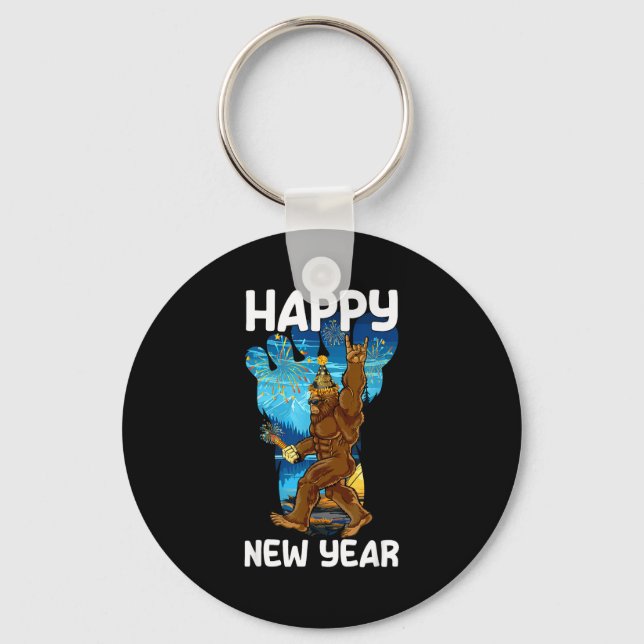 Chaveiro Retro Happy New Year 2026 Bigfoot Lovers New Years (Frente)