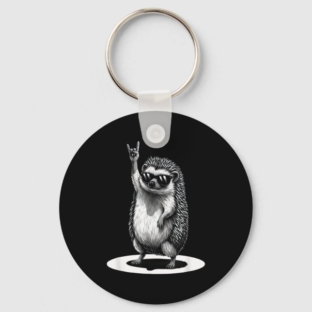 Chaveiro Retro Hedgehog Rock Music Men Kids Women Funny Ani (Frente)