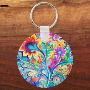 Chaveiro Retro Hippie Psicodélico dos Anos 70 e 60