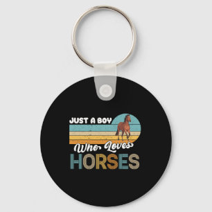 Chaveiro Retro Horseback Andando Sobre Um Menino Que Ama