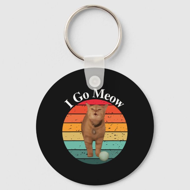 Chaveiro Retro I Go Meow Engraçado Cat Singing Meme (Frente)