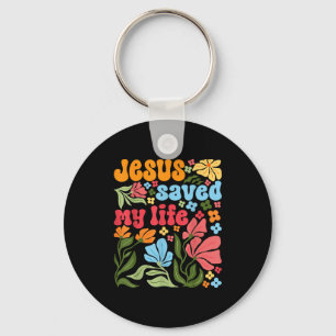 Chaveiro Retro Jesus Cristo Salvou Minha Vida Boho Floral C