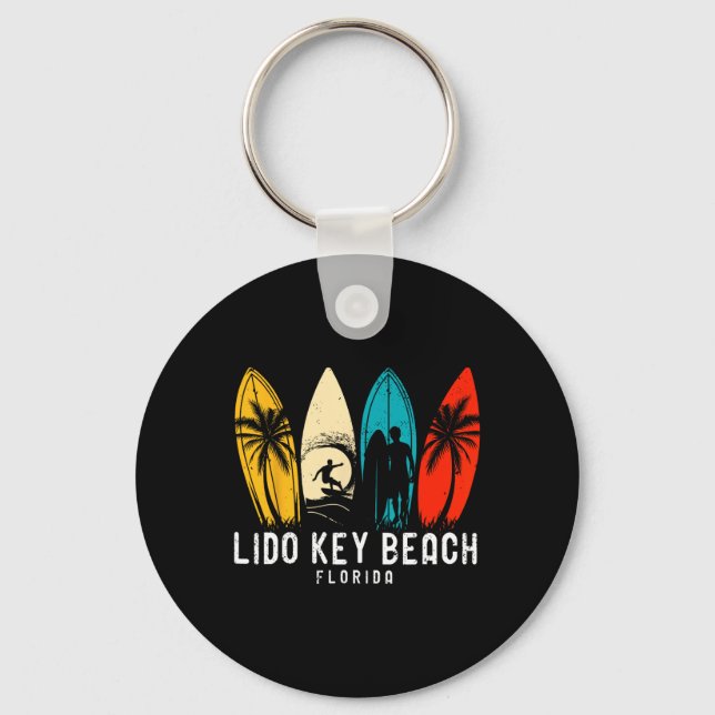 Chaveiro Retro Lido Key Beach Florida Surfboarder Design Fo (Frente)