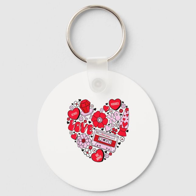 Chaveiro Retro Love Valentines Day Xoxo Conversation Hearts (Frente)