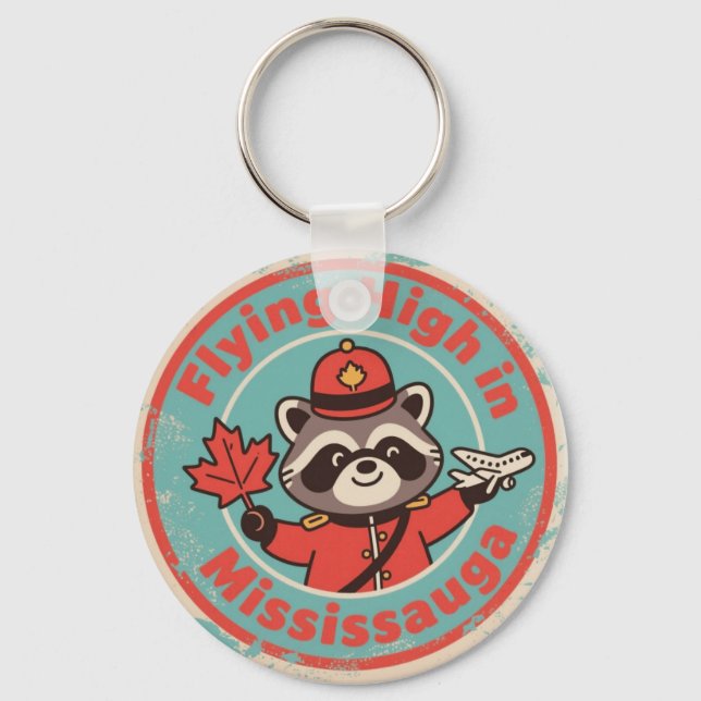 Chaveiro Retro Mississauga Guaxinim Mountie (Frente)