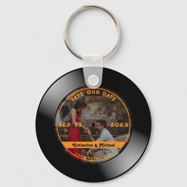 Chaveiro Retro Music Vinyl Record Foto Round (Frente)