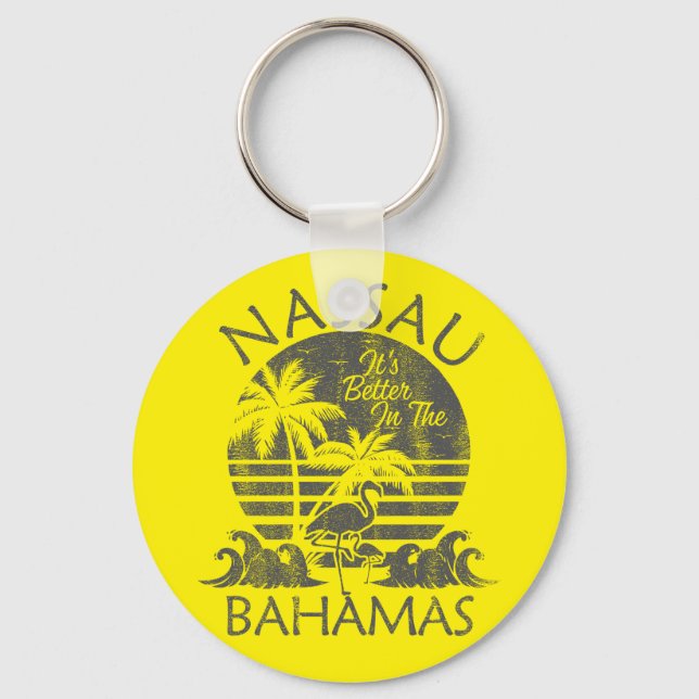 Chaveiro Retro Nassau Bahamas Vacinação Bahamas Cruise (Frente)