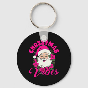 Chaveiro Retro Natal Vibes Rosa Noel Rosa Divertido Xmas Wo