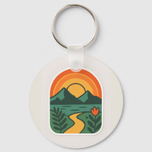 Chaveiro Retro Nature Sunset - Montanha Vintage