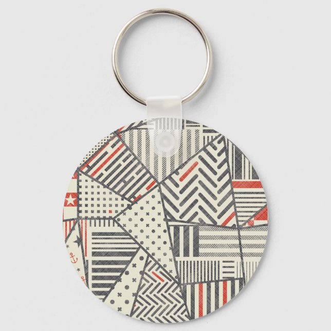 Chaveiro Retro Patch: Abstrato Geométrico Design (Frente)