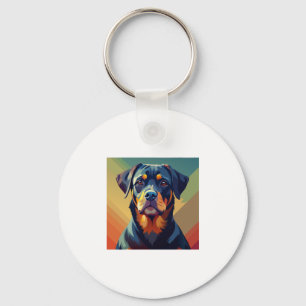 Chaveiro Retro Pop Art Rottweiler - Retrato de Cachorro Col