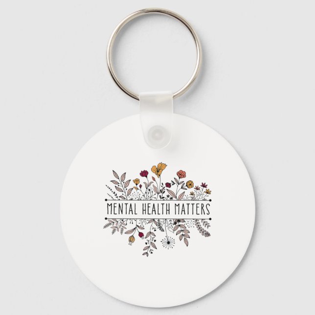 Chaveiro Retro Proteção da Saúde Mental das Flores Selvagen (Frente)