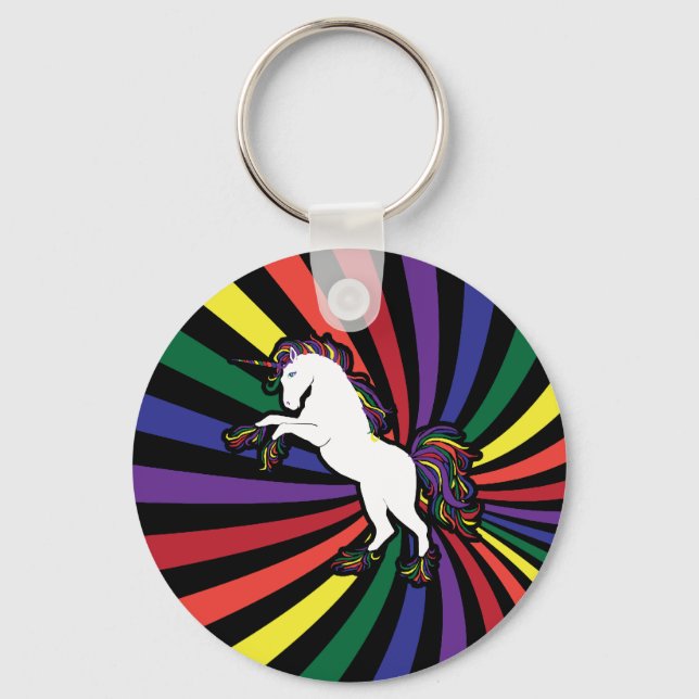 Chaveiro Retro Rainbow Unicorn (Frente)