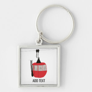 Chaveiro Retro Red Ski Gondola Lift Personalizado