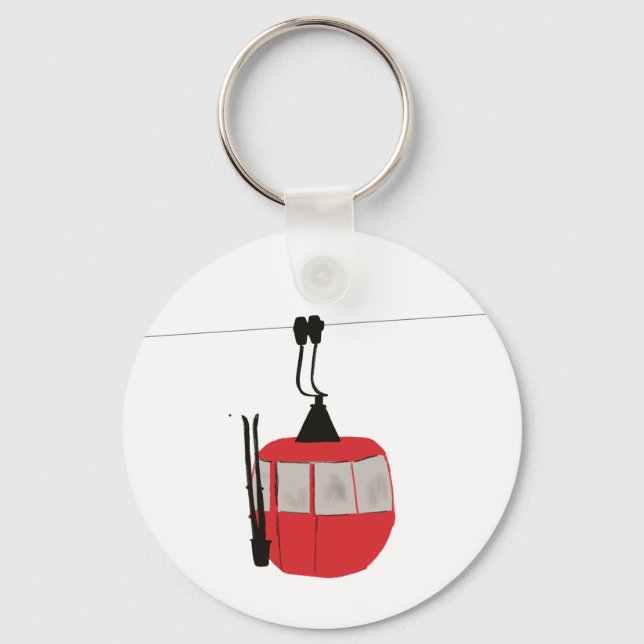 Chaveiro Retro Red Ski Gondola Lift Personalizado (Frente)
