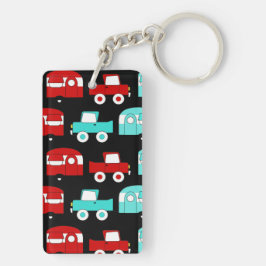 Chaveiro Retro Retro Camping Trailer Turquoise Red Vintage 