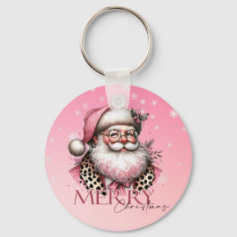 Chaveiro Retro Santa Claus, cor-de-rosa, Vintage Feliz Nata