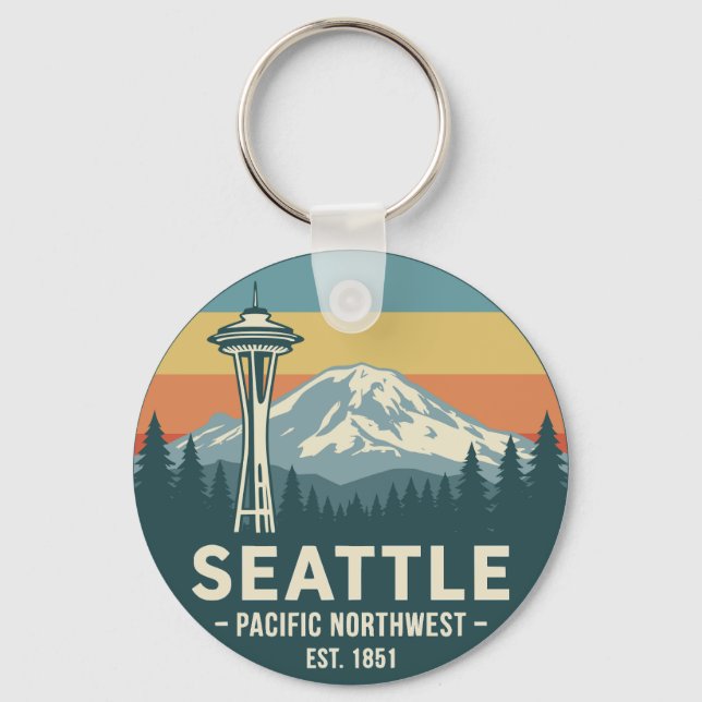 Chaveiro Retro Seattle Pacífico Noroeste Mt. Rainier (Frente)
