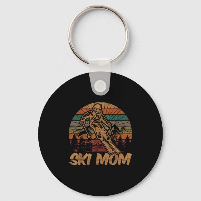 Chaveiro Retro Ski Mamãe Sunset Gift Mãe Skier Fan Skiing (Frente)
