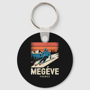 Chaveiro Retro Skiing Megève France, Vintage French Ski Res