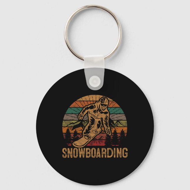 Chaveiro Retro Snowboard Sunset Snowboard Winter Snowboa (Frente)