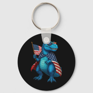 Chaveiro Retro T Rex Dinosaur 4 De Julho American Flag Usa