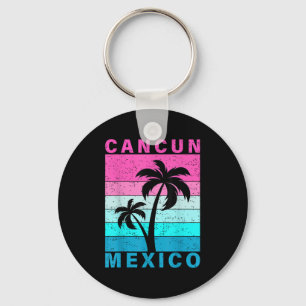 Chaveiro Retro Tropical Sunset Cancun Beach Mexico Summer V