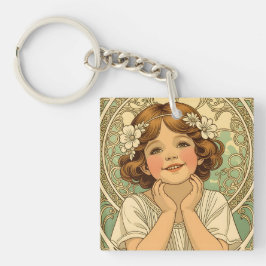 Chaveiro retro vintage child with flowers