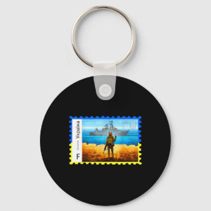 Chaveiro Retro Vintage Selo Postal da Ucrânia Bandeira Orgu