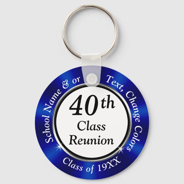 Chaveiro Reunião de Segundo grau de 40 anos, azul, preto e  (Frente)