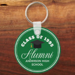 Chaveiro Reunião de Segundos graus Alunos Verdes Personaliz<br><div class="desc">Uma festa de reunião de classe personalizada favorece um presente em verde e branco para um segundo grau,  faculdade ou universidade. Personalize com seu nome de escola e sua classe de graduação sob a elegante caligrafia para um excelente de chaveiro de alunos personalizados para .</div>