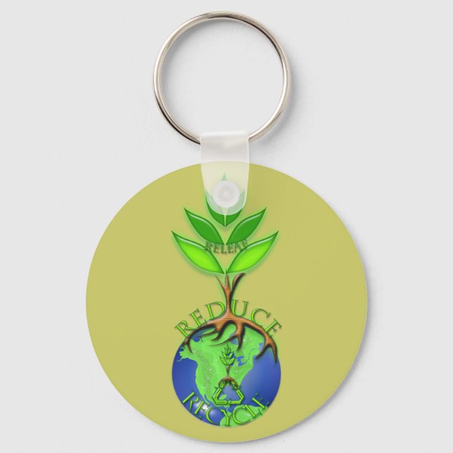 Chaveiro Reutilizar Reduzir Reciclar Árvore Terra Globo (Frente)