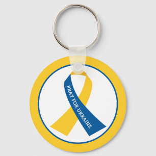 Chaveiro Reze pela Ucrânia Fita Amarela Azul