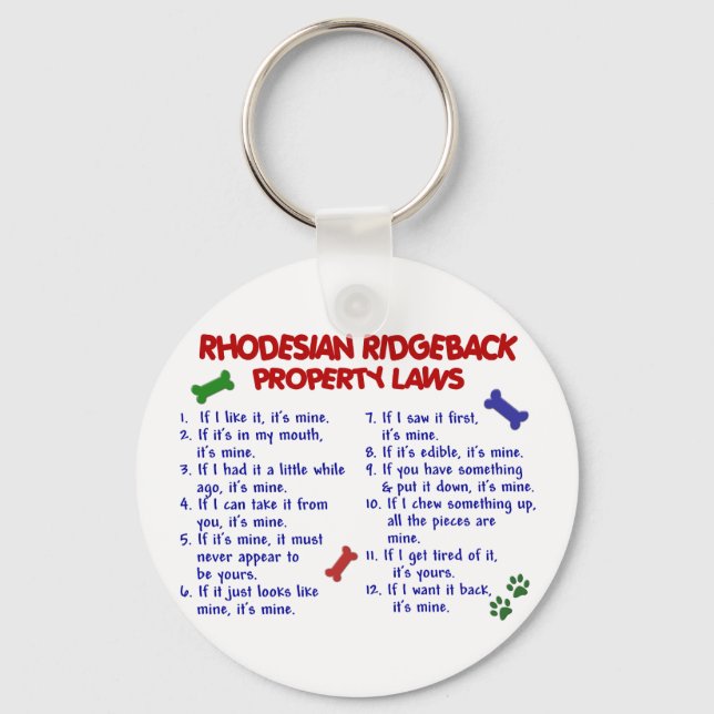 Chaveiro RHODESIAN RIDGEBACK Property Laws 2 (Frente)