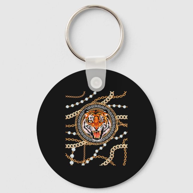 Chaveiro Rich Wild Tiger With Printed Gold Chains &amp; Dia (Frente)