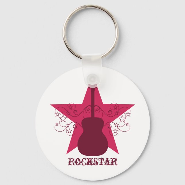 Chaveiro Rico Guitar Star Swirls Chaveiro, Magenta (Frente)
