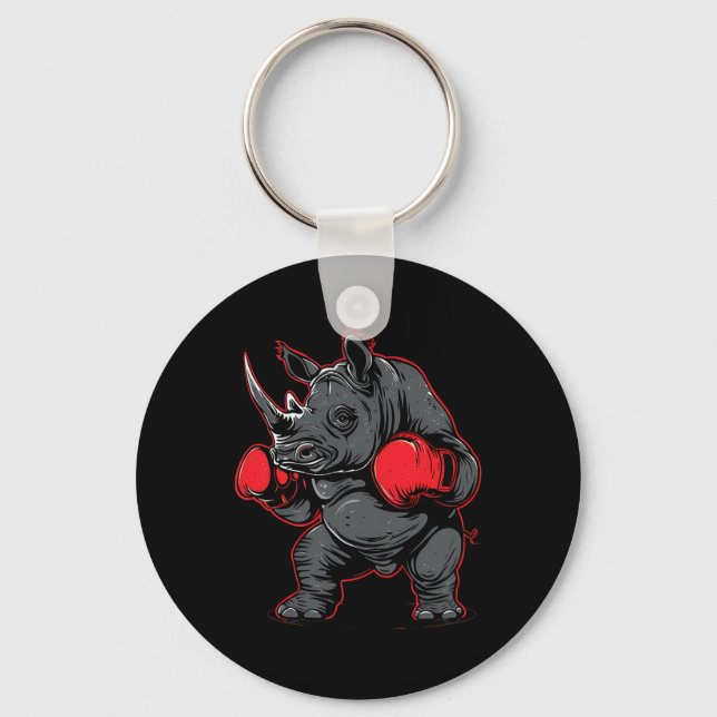 Chaveiro Rinoceronte Boxeando Com Luvas De Boxe Kickboxing  (Frente)